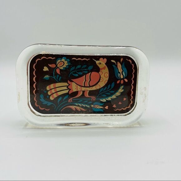 Vintage Glass Pennsylvania Dutch Distelfink Glass Paperweigjt - Picture 1 of 4